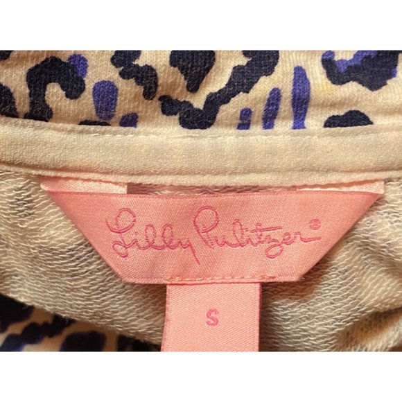 Lilly Pulitzer Women's Small 1/2 Zip Elephant Pattern Top Navy White - Picture 10 of 12